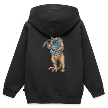 Monkey Miner Pioche Exploitation minière - Sweat Premium à capuche zippé enfant bio - noir - Dos - AI Model Kid Male (0cm)