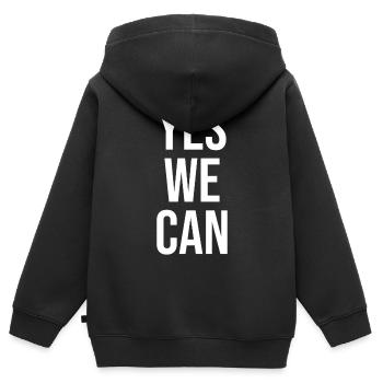 Ja wir können - Kinder Premium Organic Zip Hoodie - Schwarz - Hinten - AI Model Kid Male (0cm)