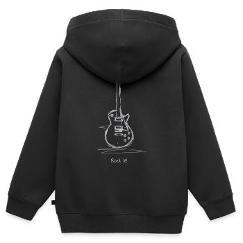 Motif du rock à la guitare craie - Sweat Premium à capuche zippé enfant bio - noir - Dos - AI Model Kid Male (0cm)