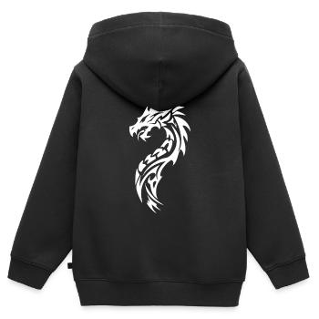 Tribal Dragon Silhouette - Sweat Premium à capuche zippé enfant bio - noir - Dos - AI Model Kid Male (0cm)