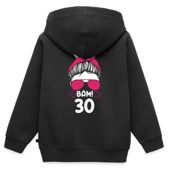 Bäm 30 Sonnenbrille Geburtstag Frau - Kinder Premium Organic Zip Hoodie - Schwarz - Hinten - AI Model Kid Male (0cm)