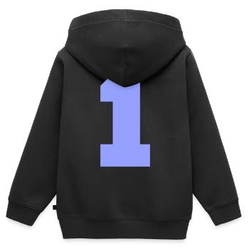 Numéro Un - Sweat Premium à capuche zippé enfant bio - noir - Dos - AI Model Kid Male (0cm)