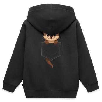  Niedlicher Otter, Der Aus Der Tasche Späht, - Kinder Premium Organic Zip Hoodie - Schwarz - Hinten - AI Model Kid Male (0cm)