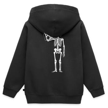 Boombox Skeleton Retro-Vibe - Kinder Premium Organic Zip Hoodie - Schwarz - Hinten - AI Model Kid Male (0cm)