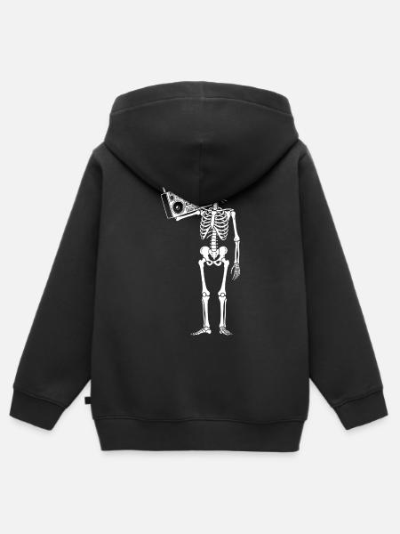 Boombox Skeleton Retro-Vibe - Kinder Premium Organic Zip Hoodie - Schwarz