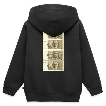 50, handgezeichnete 50er DM Scheine - Kinder Premium Organic Zip Hoodie - Schwarz - Hinten - AI Model Kid Male (0cm)