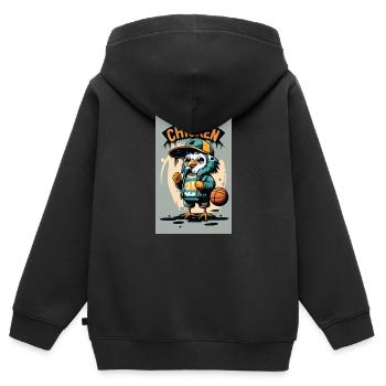 Poulet frais - Sweat Premium à capuche zippé enfant bio - noir - Dos - AI Model Kid Male (0cm)