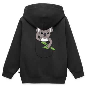 Koala in Brusttasche – süßes Tierdesign - Kinder Premium Organic Zip Hoodie - Schwarz - Hinten - AI Model Kid Male (0cm)