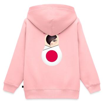 Matroschka  - Team Japan - Kinder Premium Organic Zip Hoodie - Rosa - Hinten - AI Model Kid Female (0cm)
