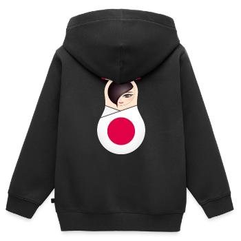 Matroschka  - Team Japan - Kinder Premium Organic Zip Hoodie - Schwarz - Hinten - AI Model Kid Male (0cm)