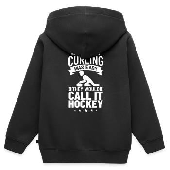 Curling Sport Spiel Spieler Curlingsteine Eis - Kinder Premium Organic Zip Hoodie - Schwarz - Hinten - AI Model Kid Male (0cm)
