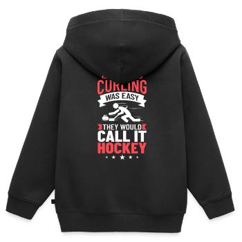 Curling Sport Spiel Spieler Curlingsteine Eis - Kinder Premium Organic Zip Hoodie - Schwarz - Hinten - AI Model Kid Male (0cm)