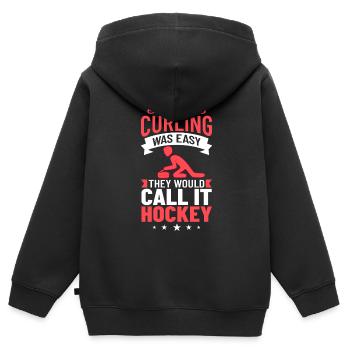 Curling Sport Spiel Spieler Curlingsteine Eis - Kinder Premium Organic Zip Hoodie - Schwarz - Hinten - AI Model Kid Male (0cm)
