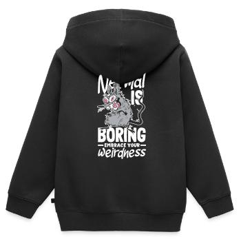 Normal is boring Embrace your weirdness - Kinder Premium Organic Zip Hoodie - Schwarz - Hinten - AI Model Kid Male (0cm)