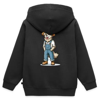 Cute Dog Farmer - Kinder Premium Organic Zip Hoodie - Schwarz - Hinten - AI Model Kid Male (0cm)