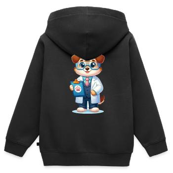 Cute Dog Scientist - Kids Premium Organic Zip-up Hoodie - black - Back - AI Model Kid Male (0cm)