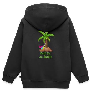 reif für die insel,urlaub,ferien,palme,insel - Kinder Premium Organic Zip Hoodie - Schwarz - Hinten - AI Model Kid Male (0cm)
