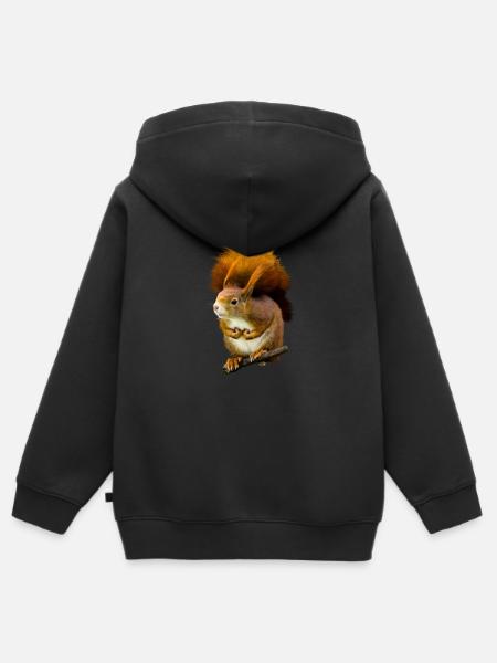 écureuil - Sweat Premium à capuche zippé enfant bio - noir