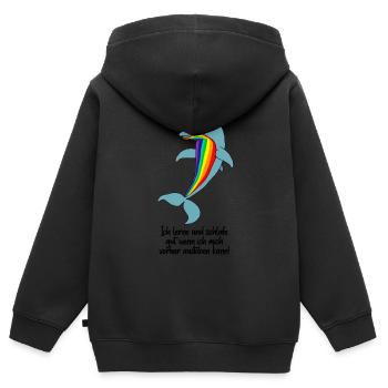 Generator/in Motiv Delfin - gut lernen & schlafen - Kinder Premium Organic Zip Hoodie - Schwarz - Hinten - AI Model Kid Male (0cm)
