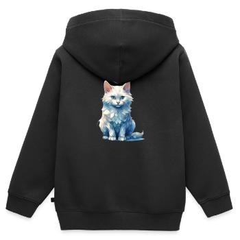 Geburtsstein-Katze März - Kinder Premium Organic Zip Hoodie - Schwarz - Hinten - AI Model Kid Male (0cm)
