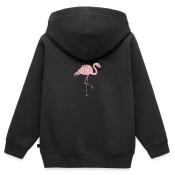 Flamingo - Comicstyle - Kinder Premium Organic Zip Hoodie - Schwarz - Hinten - AI Model Kid Male (0cm)