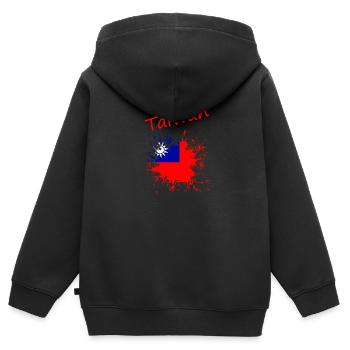 Taiwan - Kinder Premium Organic Zip Hoodie - Schwarz - Hinten - AI Model Kid Male (0cm)