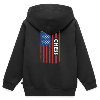 Chess Player Us Flag Chess - Kinder Premium Organic Zip Hoodie - Schwarz - Hinten - AI Model Kid Male (0cm)