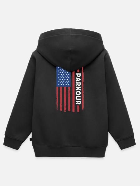 Traceur Us Flag Parkour - Kinder Premium Organic Zip Hoodie - Schwarz