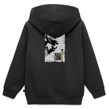 reggae lion2 - Sweat Premium à capuche zippé enfant bio - noir - Dos - AI Model Kid Male (0cm)