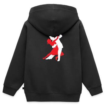 Danse Silhouette Couple Danse Romantique Danse - Sweat Premium à capuche zippé enfant bio - noir - Dos - AI Model Kid Male (0cm)