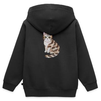 Süße Katze - Kinder Premium Organic Zip Hoodie - Schwarz - Hinten - AI Model Kid Male (0cm)