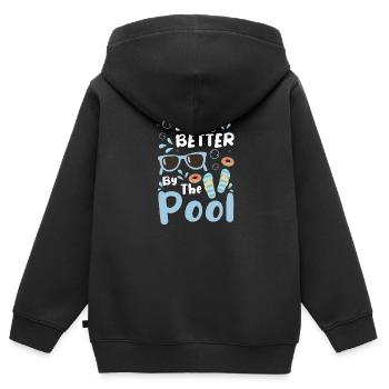 Piscine Piscine Fête à la piscine Plongée - Sweat Premium à capuche zippé enfant bio - noir - Dos - AI Model Kid Male (0cm)