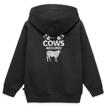 pis de lait de vache vache laitière - Sweat Premium à capuche zippé enfant bio - noir - Dos - AI Model Kid Male (0cm)