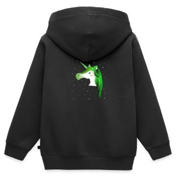 Ciel étoilé de licorne - Sweat Premium à capuche zippé enfant bio - noir - Dos - AI Model Kid Male (0cm)