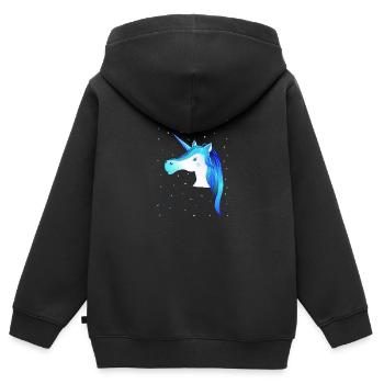 Licorne Licorne bleue Licorne - Sweat Premium à capuche zippé enfant bio - noir - Dos - AI Model Kid Male (0cm)
