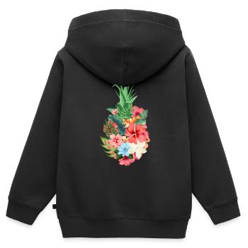 Ananas - Sweat Premium à capuche zippé enfant bio - noir - Dos - AI Model Kid Male (0cm)