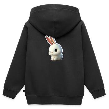 Süßer kleiner Comic Hase 1 - Kinder Premium Organic Zip Hoodie - Schwarz - Hinten - AI Model Kid Male (0cm)