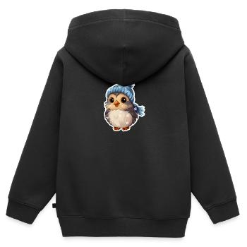 Winter Vögelchen - Kinder Premium Organic Zip Hoodie - Schwarz - Hinten - AI Model Kid Male (0cm)
