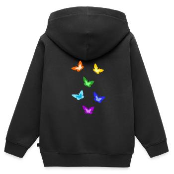 rainbow butterflies; Rainbow butterflies - Kids Premium Organic Zip-up Hoodie - black - Back - AI Model Kid Male (0cm)