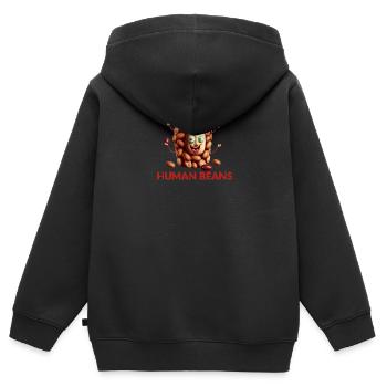 Wir sind alle menschliche Bohnen Kunstdruck - Kinder Premium Organic Zip Hoodie - Schwarz - Hinten - AI Model Kid Male (0cm)