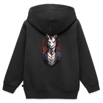 Dark Vampire Unicorn Halloween Design - Kids Premium Organic Zip-up Hoodie - black - Back - AI Model Kid Male (0cm)