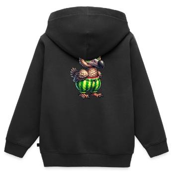 Whimsical dodo with watermelon funny fruity - Kids Premium Organic Zip-up Hoodie - black - Back - AI Model Kid Male (0cm)