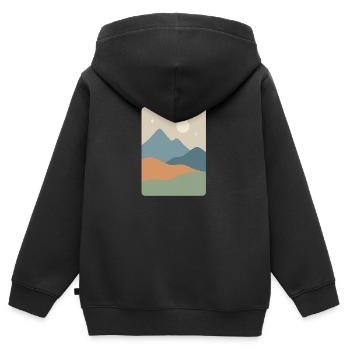 Minimalistische Berglandschaft – Gelassenheit - Kinder Premium Organic Zip Hoodie - Schwarz - Hinten - AI Model Kid Male (0cm)