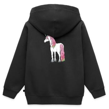 Einhorn unicorn rainbow regenbogen pferd - Kinder Premium Organic Zip Hoodie - Schwarz - Hinten - AI Model Kid Male (0cm)