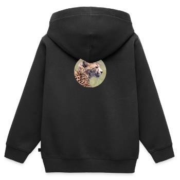Idée Cadeau Photo Cheetah Afrique du Sud - Sweat Premium à capuche zippé enfant bio - noir - Dos - AI Model Kid Male (0cm)