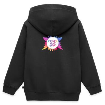 Jesus ist mein Gott - Kinder Premium Organic Zip Hoodie - Schwarz - Hinten - AI Model Kid Male (0cm)