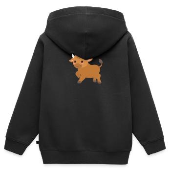 Stier - Kinder Premium Organic Zip Hoodie - Schwarz - Hinten - AI Model Kid Male (0cm)