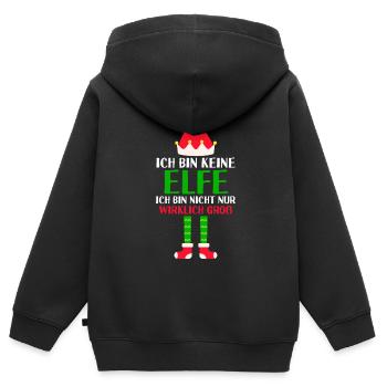 Weihnachten Elfe Elfen Geschenk - Kinder Premium Organic Zip Hoodie - Schwarz - Hinten - AI Model Kid Male (0cm)