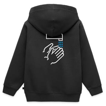 Hände waschen - Kinder Premium Organic Zip Hoodie - Schwarz - Hinten - AI Model Kid Male (0cm)