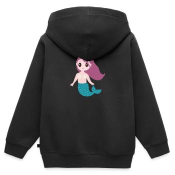 Meerjungfrau - Kinder Premium Organic Zip Hoodie - Schwarz - Hinten - AI Model Kid Male (0cm)